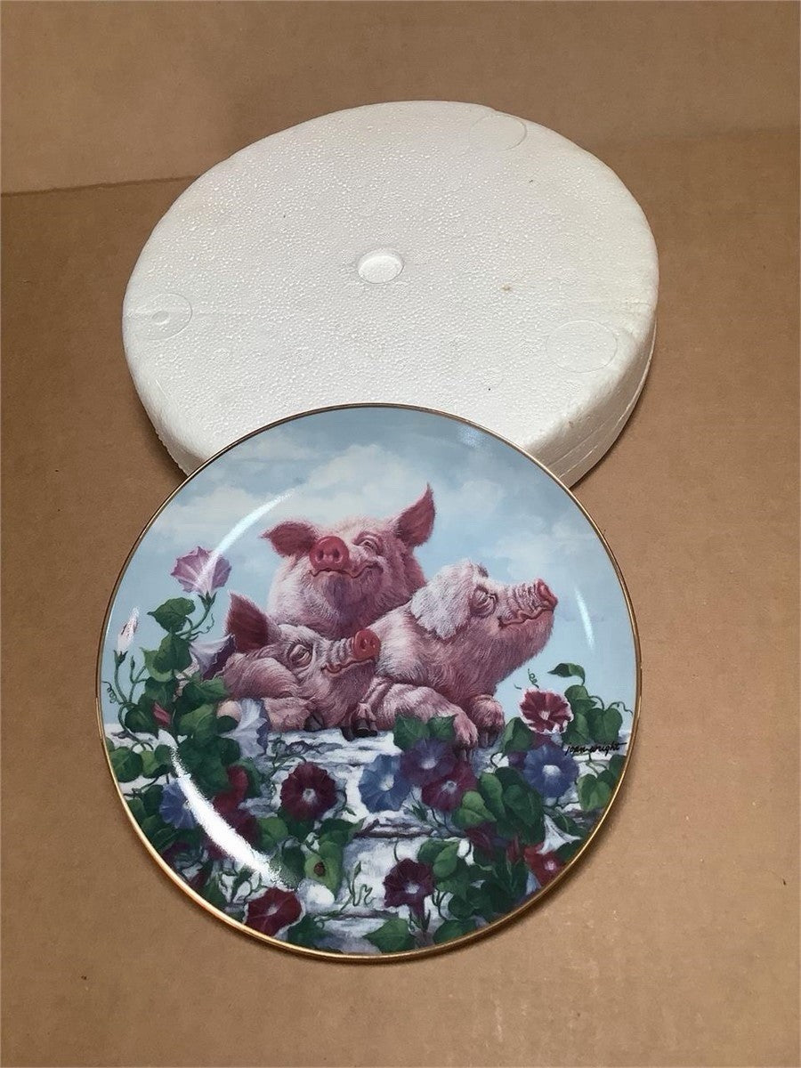 Danbury Mint Pigs in Bloom Lot of 7 Joan Wright Plates Matching Numbers B4449 – photo 10