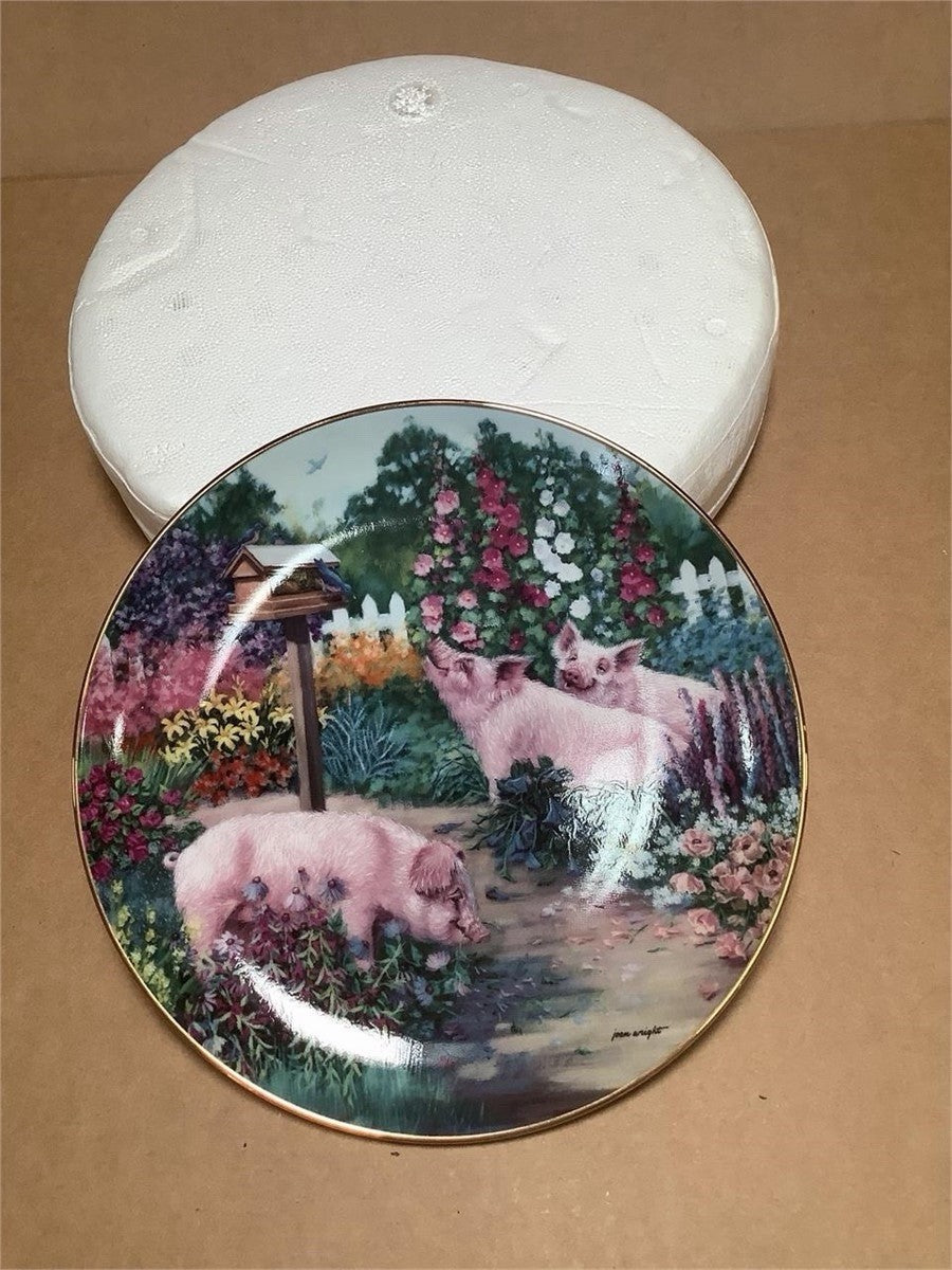Danbury Mint Pigs in Bloom Lot of 7 Joan Wright Plates Matching Numbers B4449 – photo 6