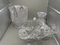 Vintage Clear Pressed Glass Lot Swan Basket Large Vase Mini Bud Vase 3 Pc