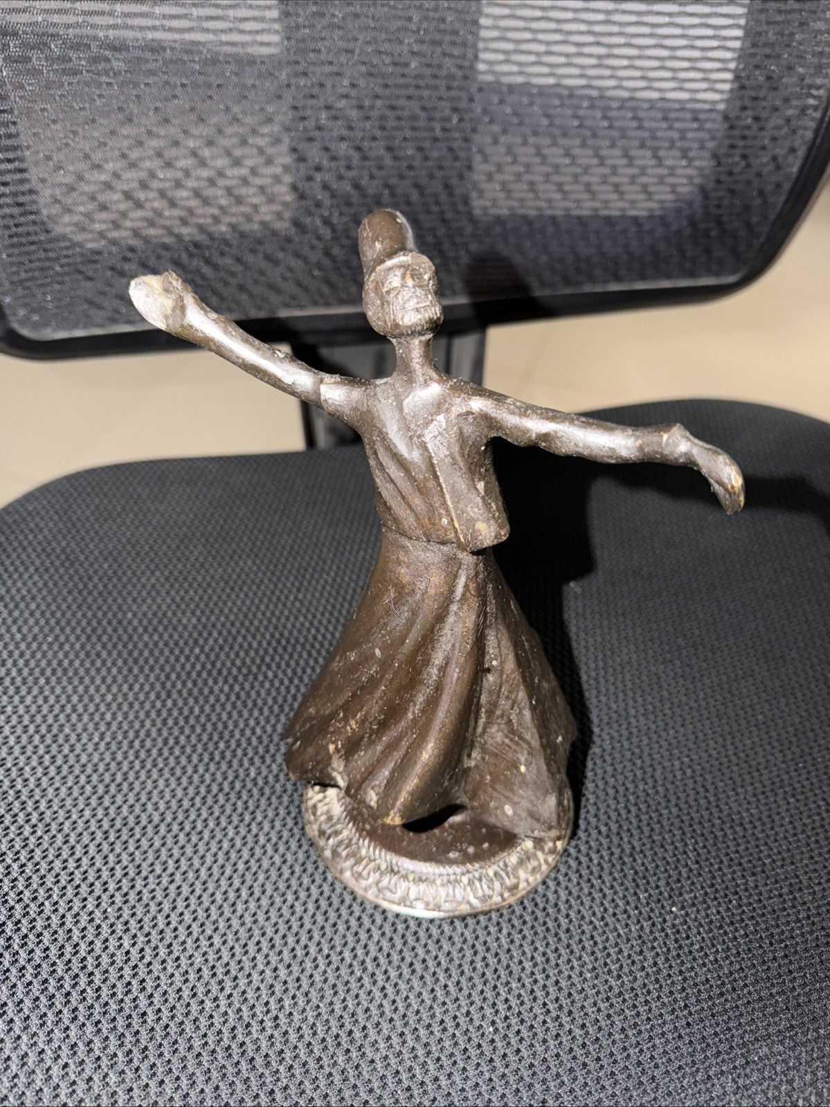 Vintage Whirling Dervish Cast Bronze Statue Turkish Sufi Dancer Figurine