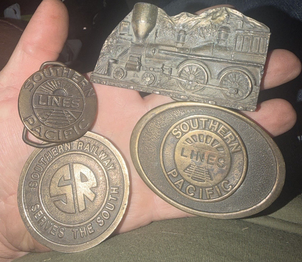 Vintage Railroad Belt Buckle Lot of 4 Southern Pacific Southern Railway Train