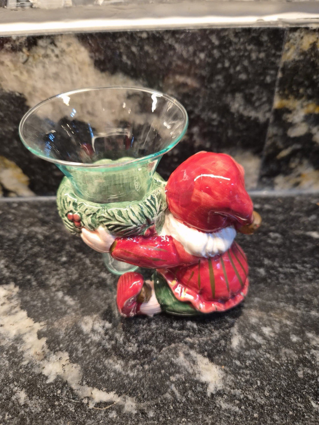 Vtg 1970s Fitz & Floyd Santa Candle Ring Holders Pair FF185 Glass Inserts Box – photo 5