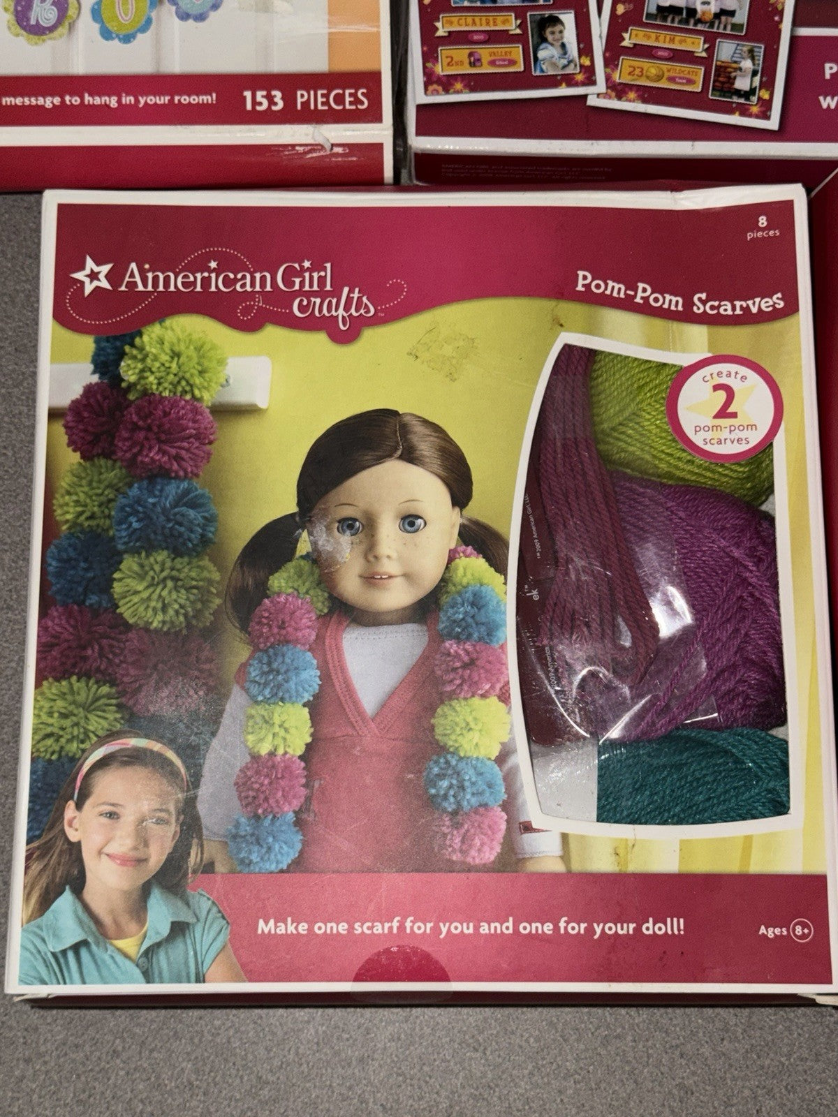American Girl Crafts Kit Lot Pom Pom Pillows Scarves Banner Frame New/Open Box – photo 3