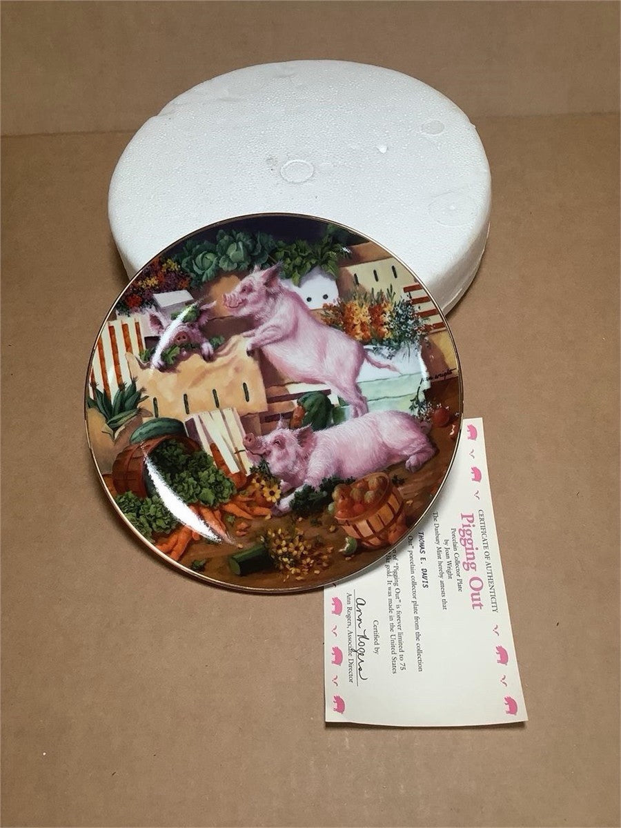 Danbury Mint Pigs in Bloom Lot of 7 Joan Wright Plates Matching Numbers B4449 – photo 14