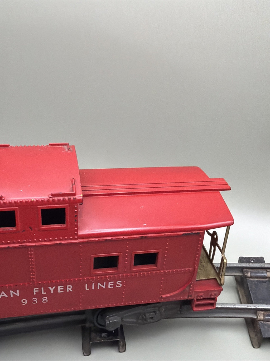 Vintage American Flyer S Gauge 938 Red Caboose - Die Cast Metal Trucks Postwar – photo 4