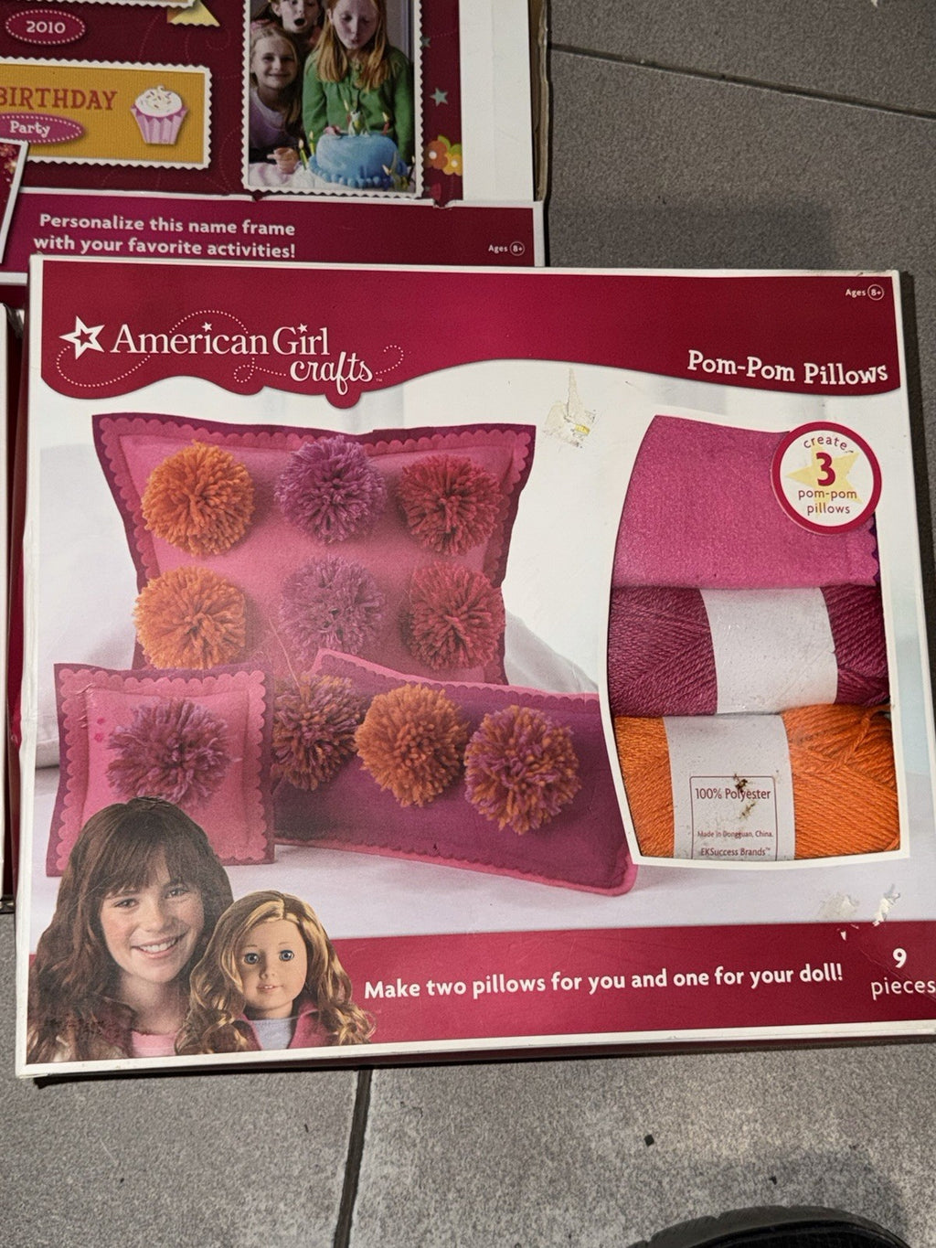 American Girl Crafts Kit Lot Pom Pom Pillows Scarves Banner Frame New/Open Box – photo 2