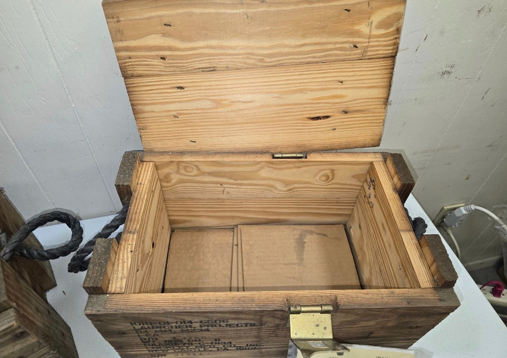 Pair Vintage 1984 US Military Surplus Wooden Storage Crates Lockley Mfg – photo 3