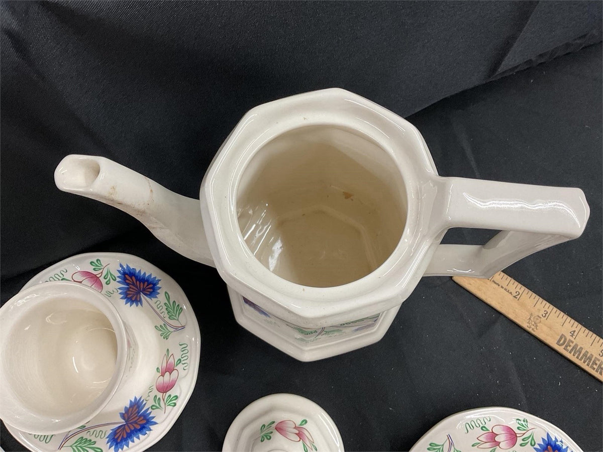 18 Pc Simpsons Periwinkle Tea Set Henry Ford Museum England Coffee Pot Cups – photo 5