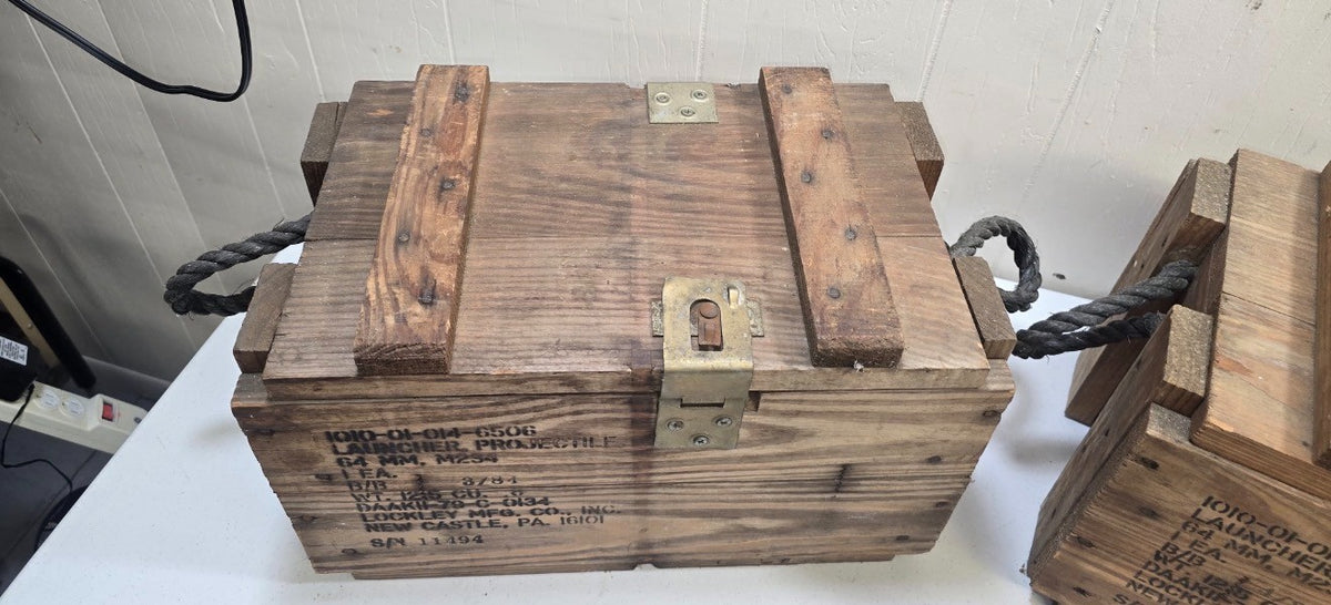 Pair Vintage 1984 US Military Surplus Wooden Storage Crates Lockley Mfg – photo 4