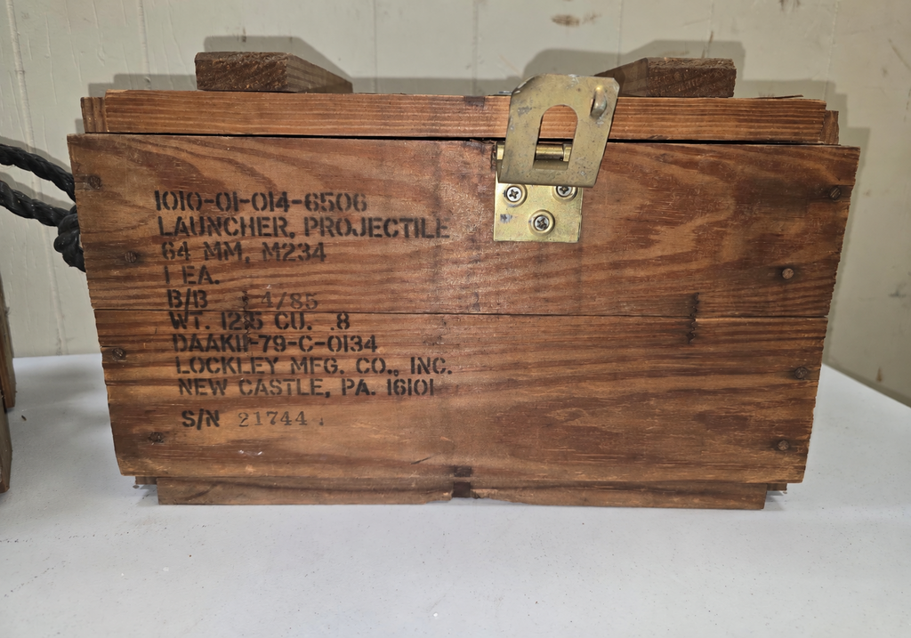 Pair Vintage 1984 US Military Surplus Wooden Storage Crates Lockley Mfg – photo 2