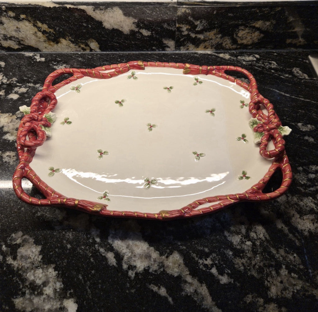 FITZ & FLOYD Old World Santa Oval Serving Platter XL 19 × 14 Vintage 1988