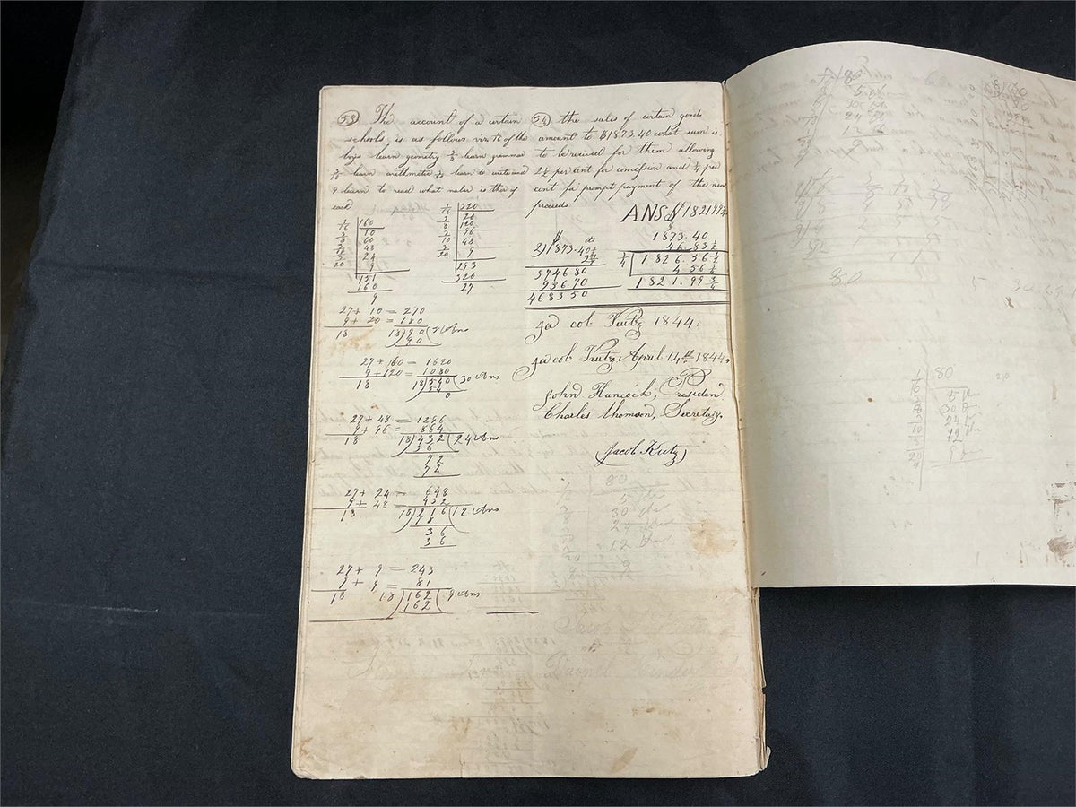1844 Jacob Kutz Handwritten Ciphering Book Arithmetic Manuscript PA Americana – photo 13