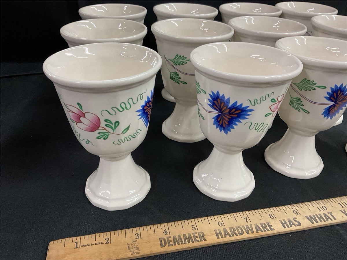 12 Simpsons Periwinkle Ironstone Goblets Henry Ford Museum England Vintage – photo 3