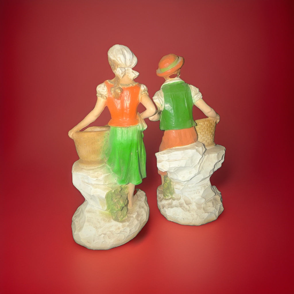 1975 Universal Statuary Corp Boy Girl Figurine Pair 821 823 Planter Basket 14" – photo 3