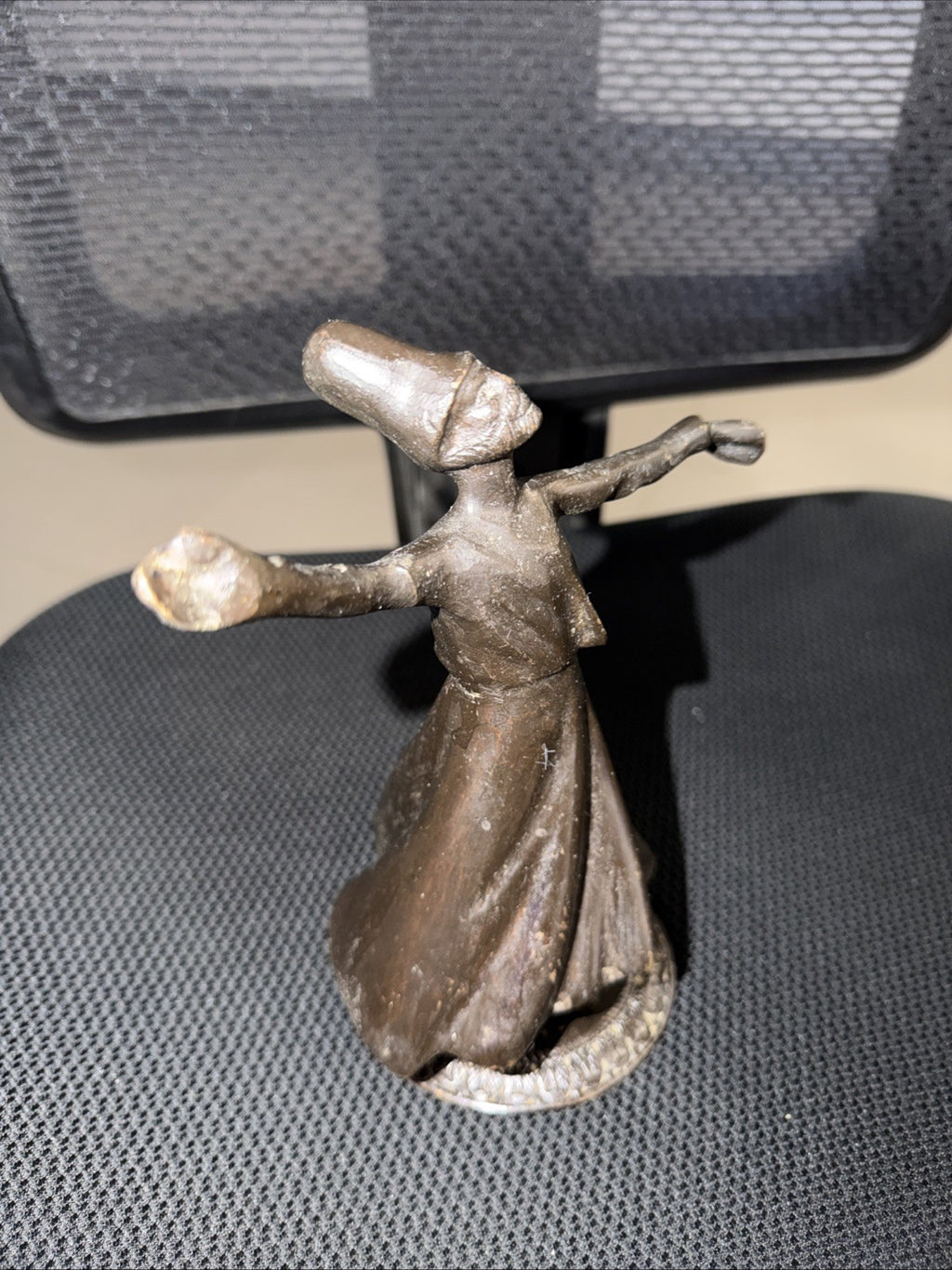 Vintage Whirling Dervish Cast Bronze Statue Turkish Sufi Dancer Figurine – photo 2