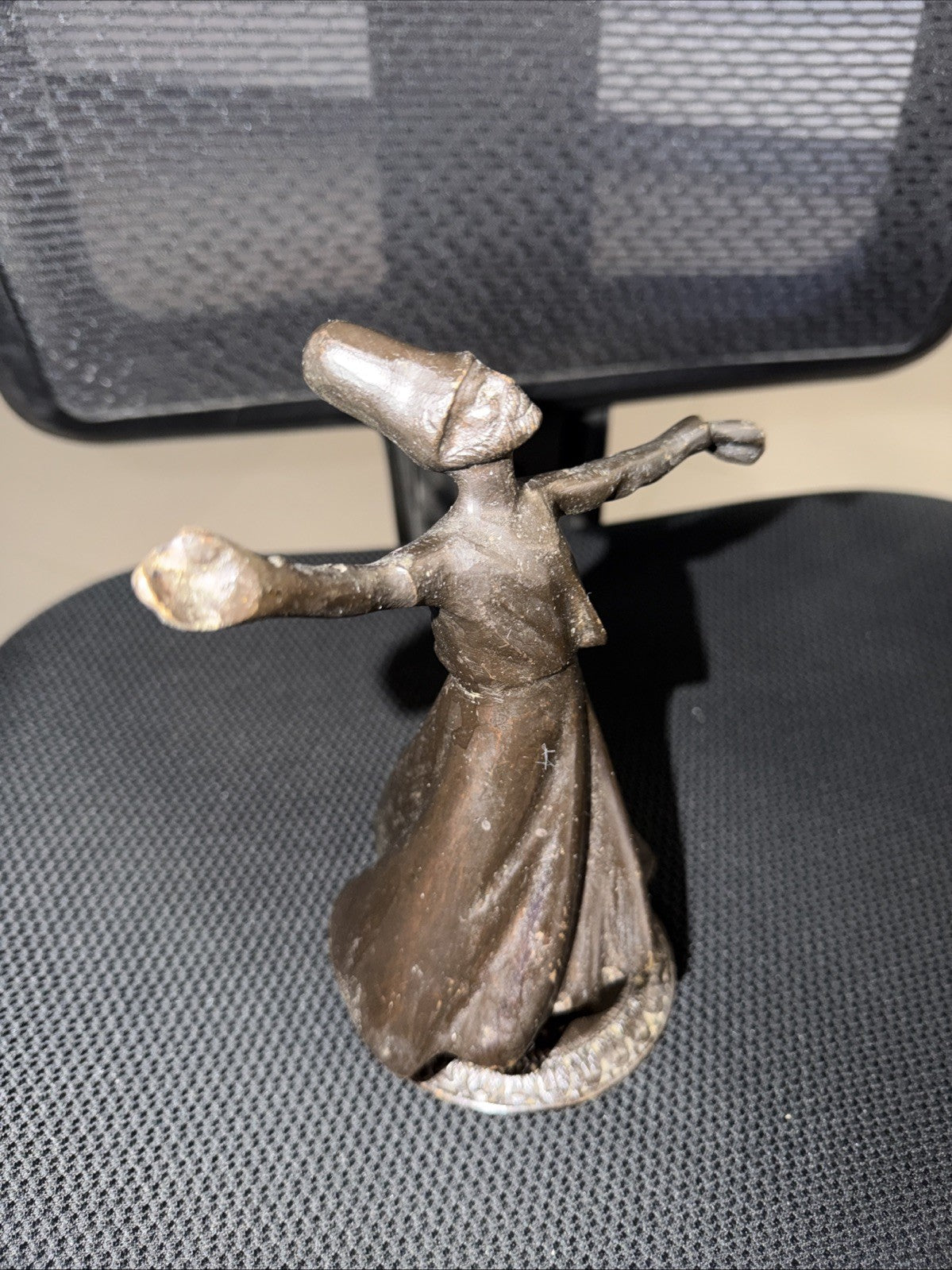 Vintage Whirling Dervish Cast Bronze Statue Turkish Sufi Dancer Figurine – photo 2
