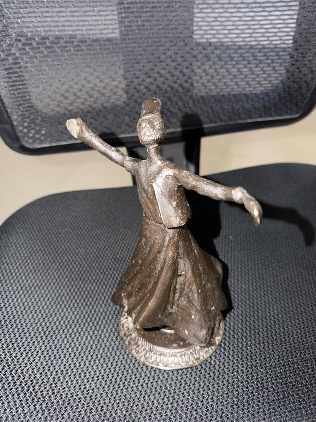 Vintage Whirling Dervish Cast Bronze Statue Turkish Sufi Dancer Figurine – photo 5