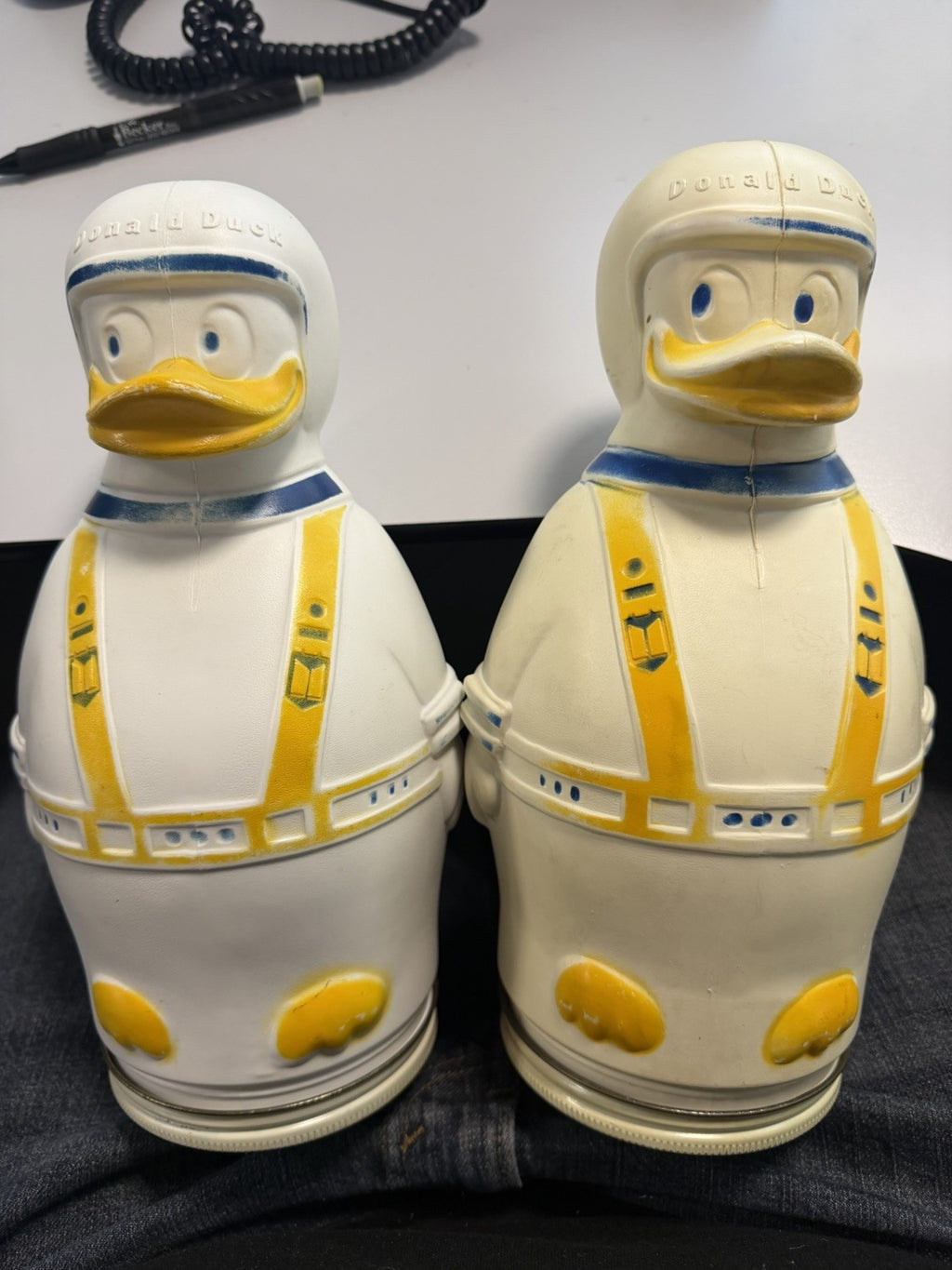 Lot of 2 Vintage 1966 Nabisco Donald Duck Coin Banks Disney Cereal Premiums