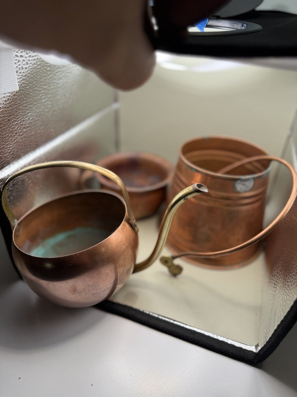 Vintage Copper Miniatures Lot Watering Can Chamber Pot Turkish Pail Bucket