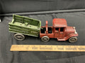 Decorative Cast Iron Style Toy Wrecker Semi Truck & Green SPEED Trailer Lot