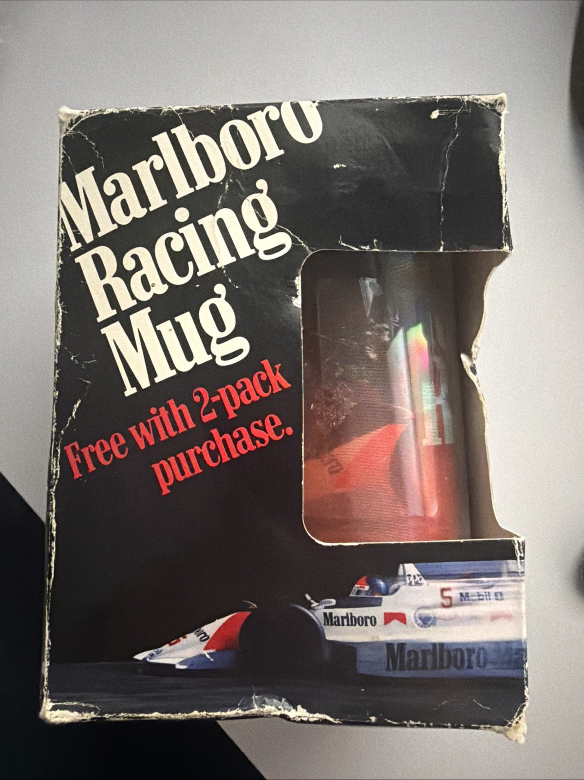 Vintage Marlboro Racing Mug Insulated Coffee Tumbler Holographic 1991