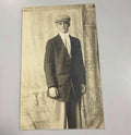 1910 RPPC Young Man Flat Cap Suit Connersville Morristown Indiana Postcard Photo