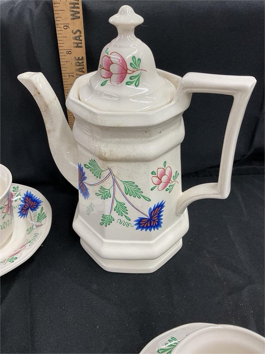 18 Pc Simpsons Periwinkle Tea Set Henry Ford Museum England Coffee Pot Cups – photo 6