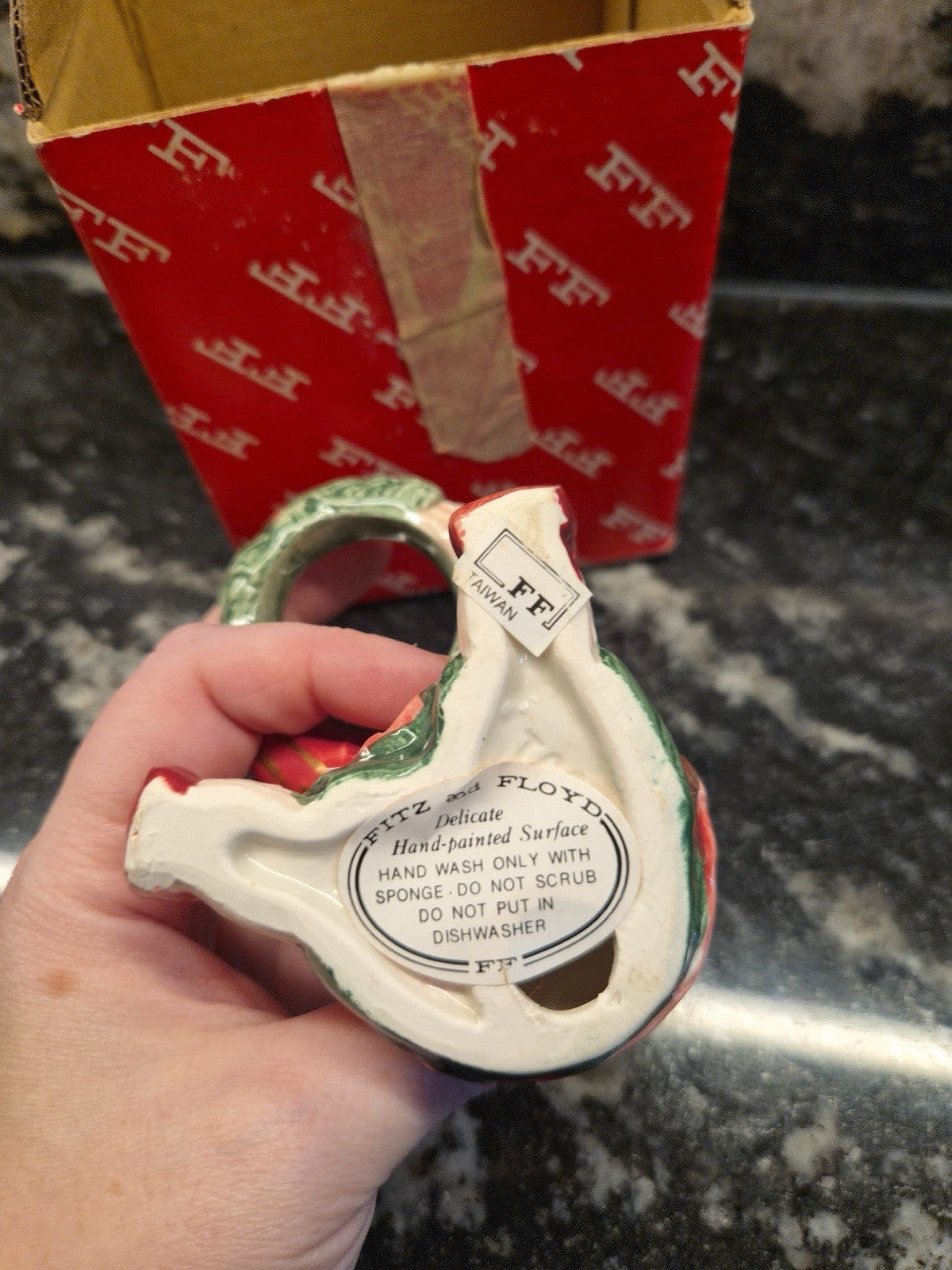 Vtg 1970s Fitz & Floyd Santa Candle Ring Holders Pair FF185 Glass Inserts Box – photo 6