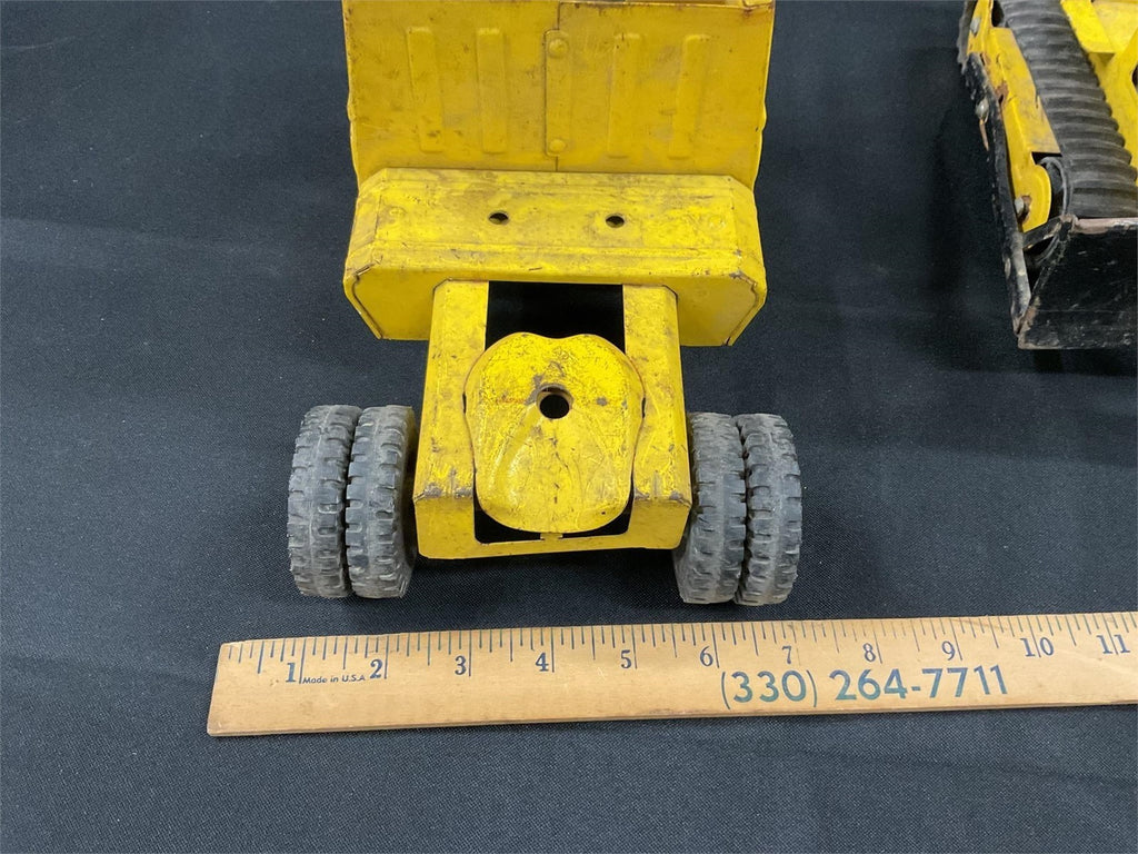 Vtg 1970s Mini Tonka Pressed Steel Lot Cabover Semi Truck Tractor & T-6 Bulldoze – photo 5