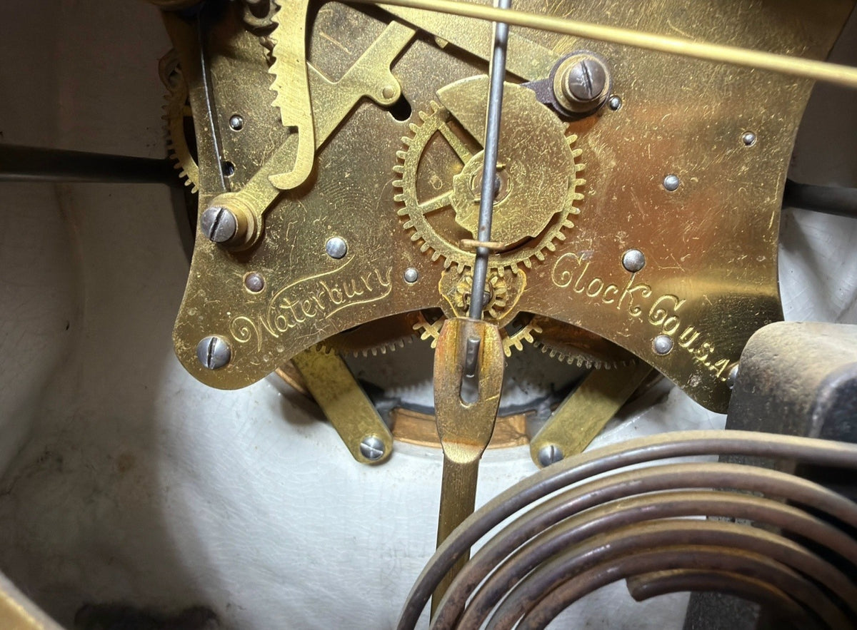 Antique Waterbury Mantel Clock clean working condition – Uranium Glowing Dial, – photo 8