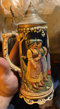 Vintage German Musical Beer Stein Pewter Lid 100% Working Music Box