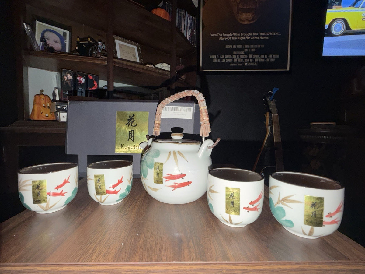 Kagetsu Asian Japanese Style Teapot & 4 Cups Koi Fish w/ Stainless Strainer New – photo 2