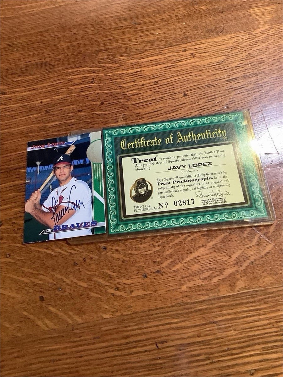 Javy Lopez Signed 1993 Topps Stadium Club #27 Braves Auto Treat COA