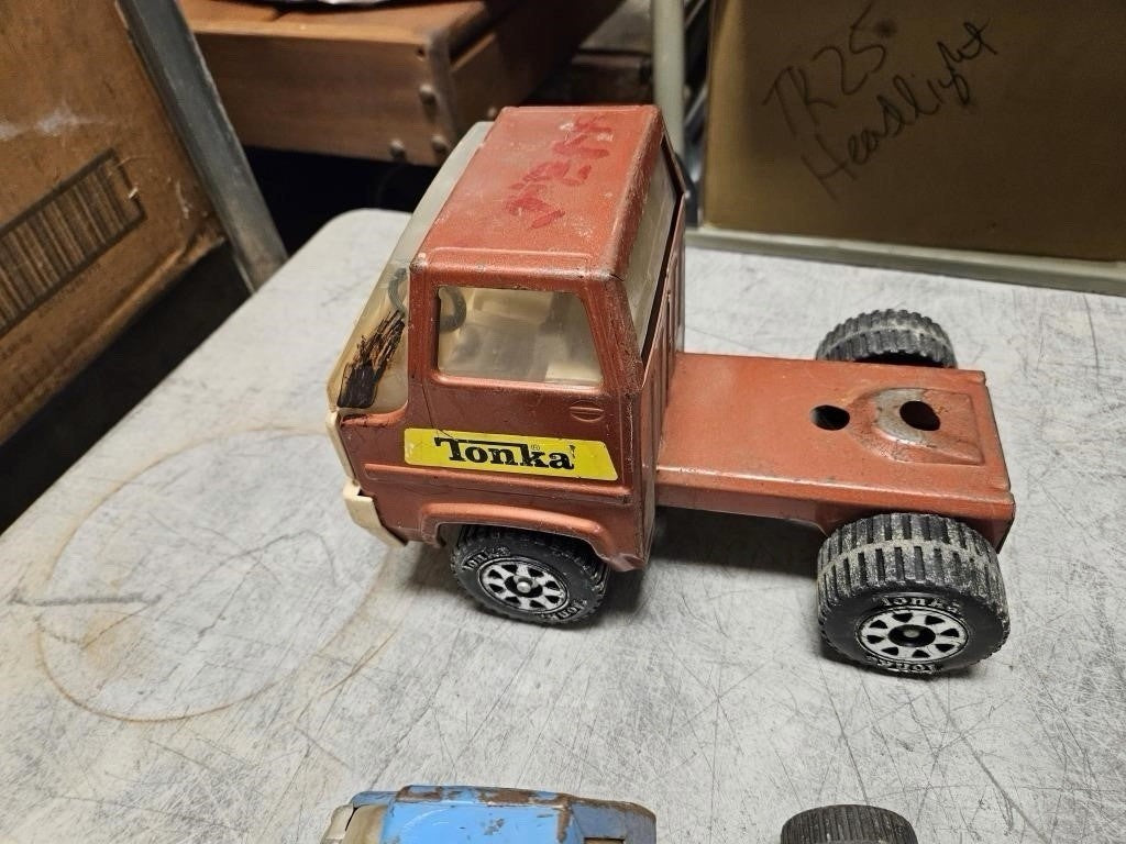 Vintage Tonka Car Carrier Lot 2 Semi Trucks & 2 Trailers Pressed Steel – photo 4