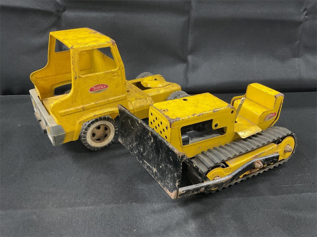 Vtg 1970s Mini Tonka Pressed Steel Lot Cabover Semi Truck Tractor & T-6 Bulldoze – photo 10