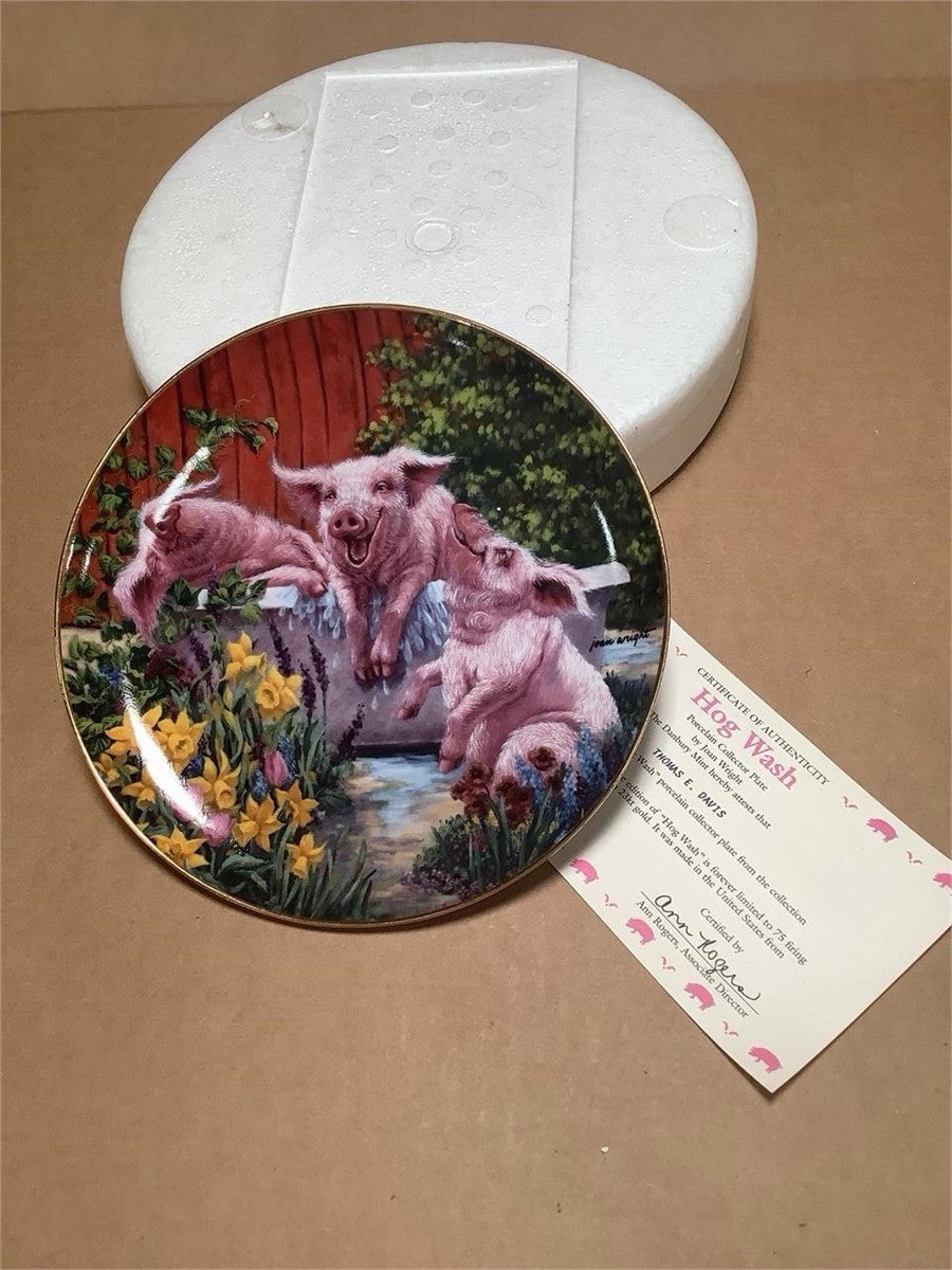 Danbury Mint Pigs in Bloom Lot of 7 Joan Wright Plates Matching Numbers B4449 – photo 8