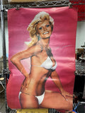Vintage Loni Anderson Bikini Pin-Up Poster Pink Background Large 1970s 1980s