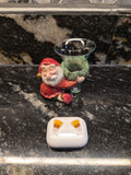 Vtg 1970s Fitz & Floyd Santa Candle Ring Holders Pair FF185 Glass Inserts Box