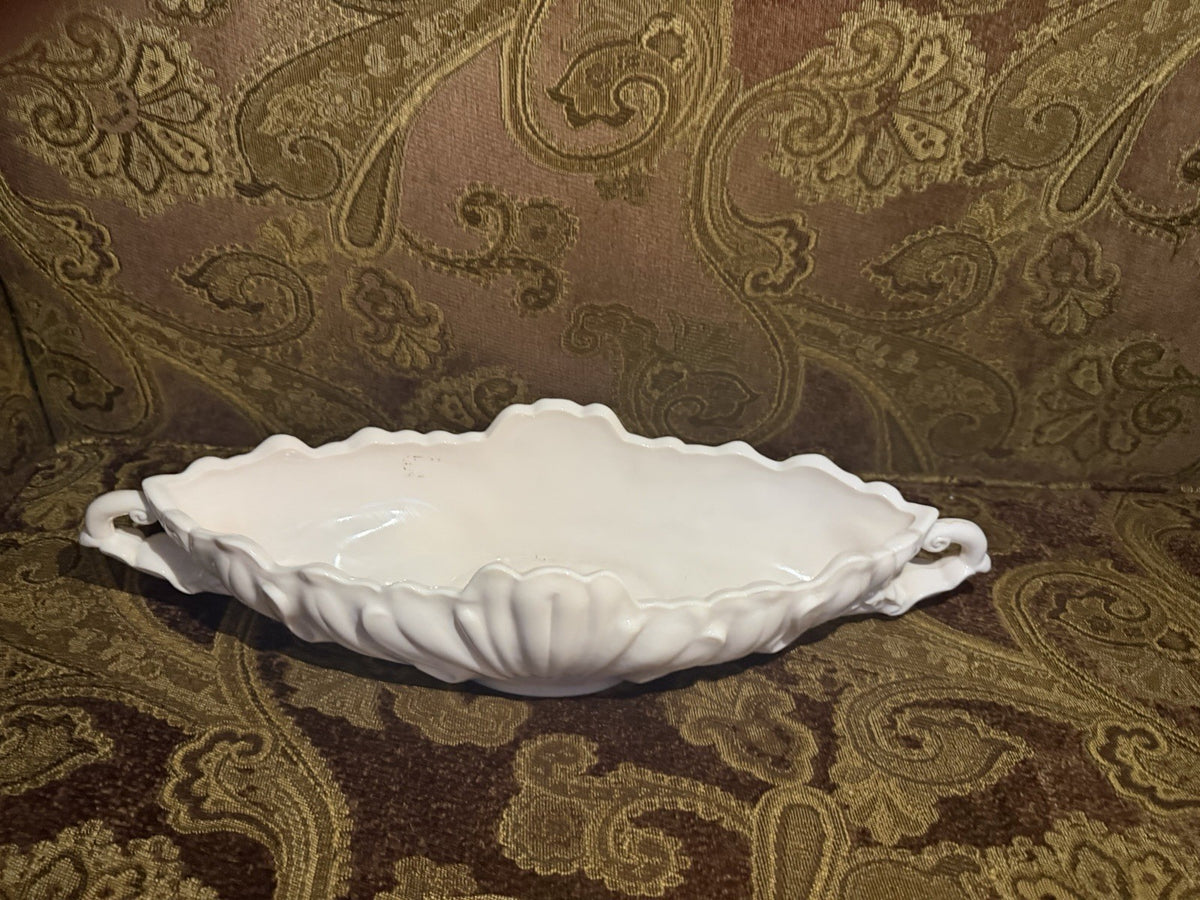 LARGE VINTAGE PINK MILK GLASS JEANNETTE SHELL GONDOLA FRUIT BOWL 17" X 5" X 4" – photo 2