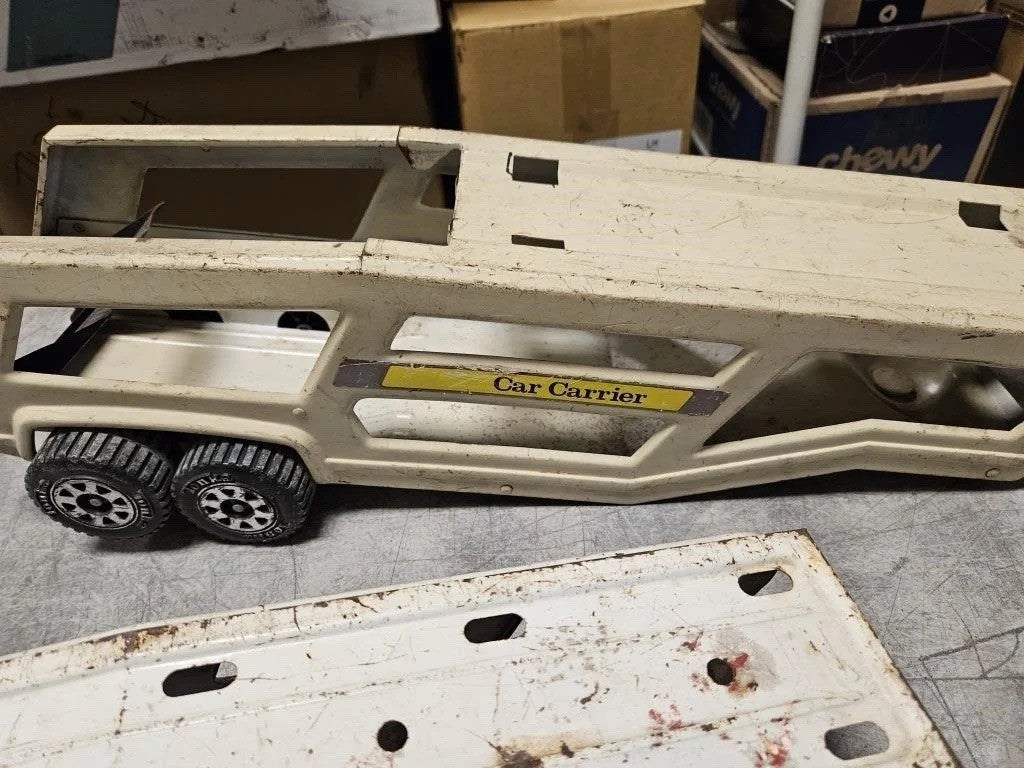 Vintage Tonka Car Carrier Lot 2 Semi Trucks & 2 Trailers Pressed Steel – photo 9