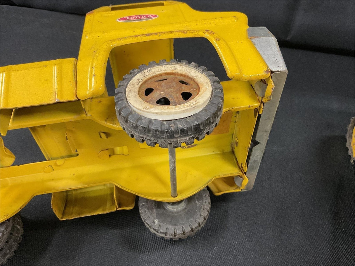 Vtg 1970s Mini Tonka Pressed Steel Lot Cabover Semi Truck Tractor & T-6 Bulldoze – photo 7