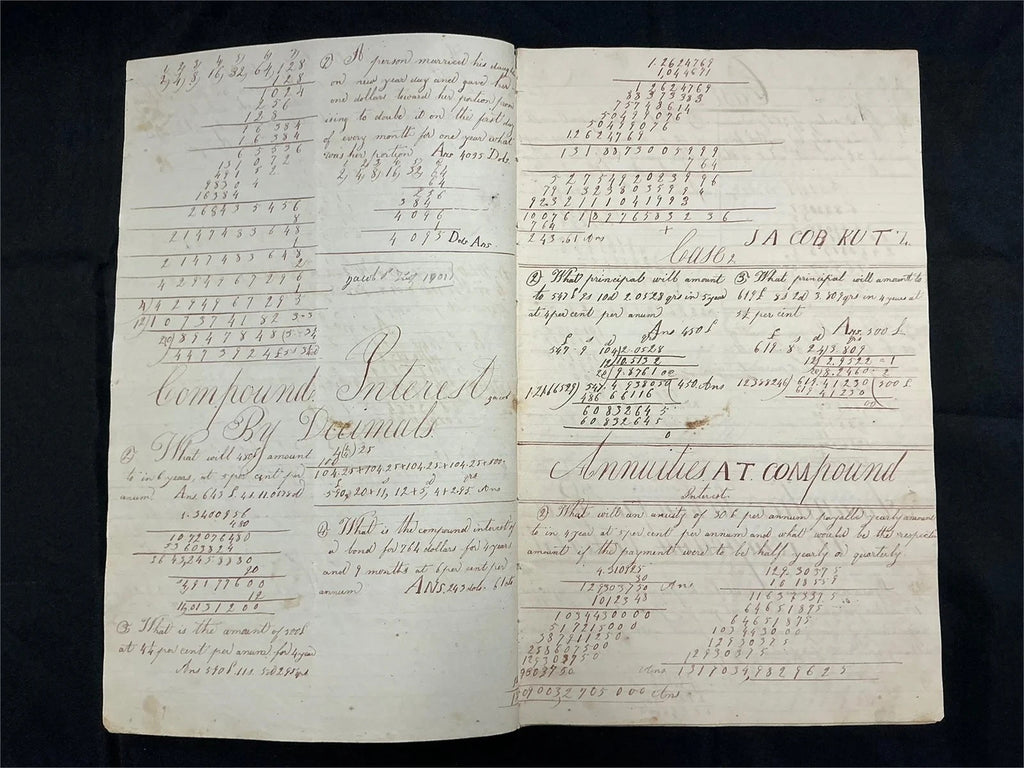 1844 Jacob Kutz Handwritten Ciphering Book Arithmetic Manuscript PA Americana – photo 5