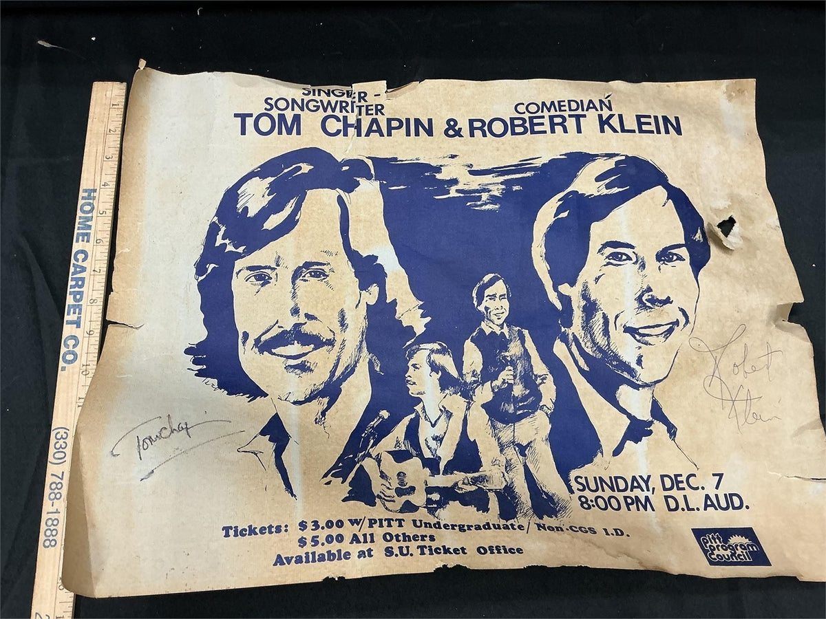 Vtg 1970s Pitt Concert Poster Tom Chapin & Robert Klein Dual Autographed Signed – photo 7