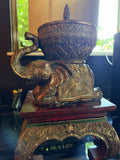 Elephant Basket Bowl & Lid Table Top Decor Resin Toscano Design