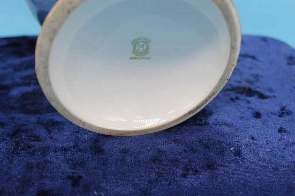 Antique Noritake Hand Painted Scenic 2 Handle Vase Blue Gold 11.5” Made Japan – photo 6